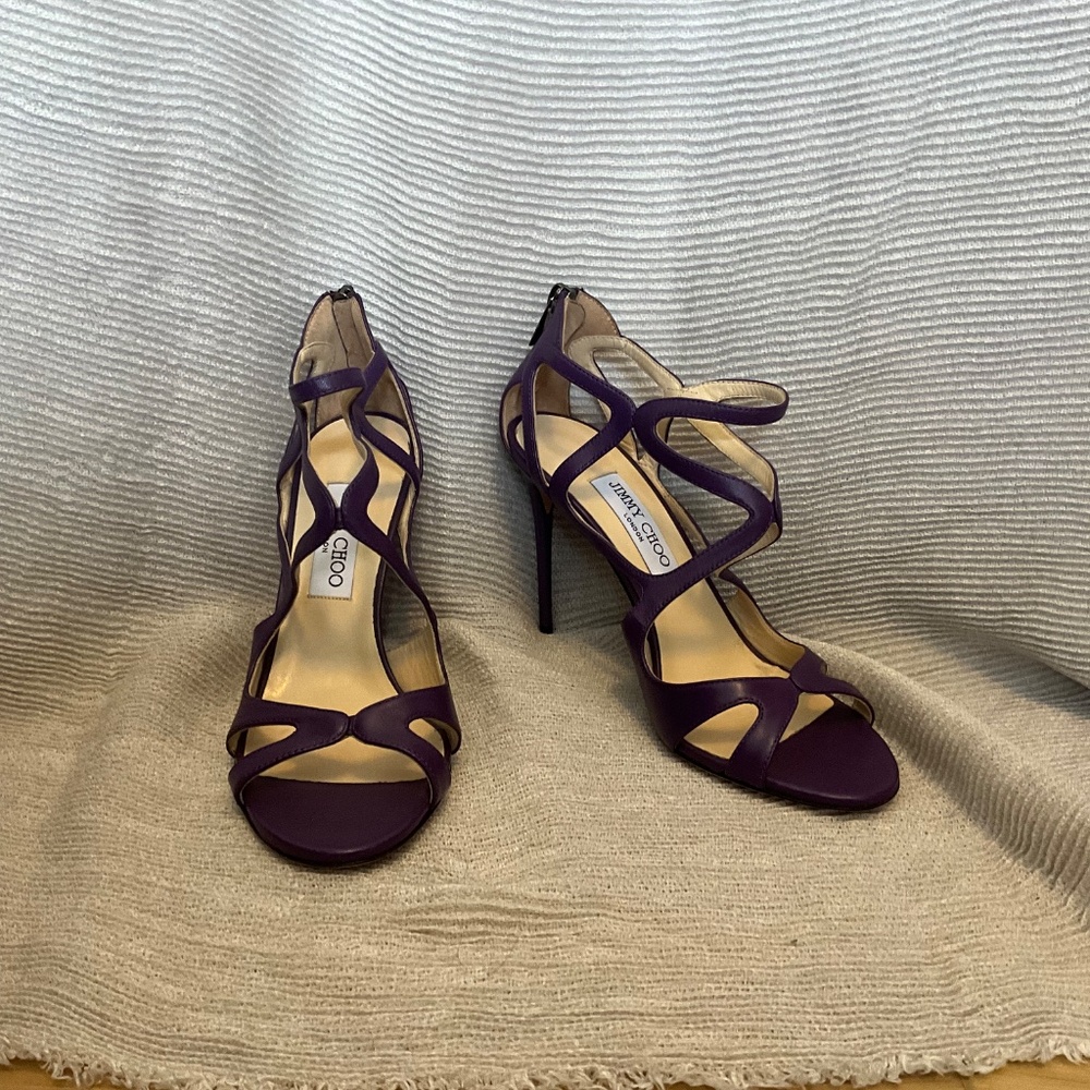 Jimmy Choo Purple Strappy 4” Heels - Picture 6 of 6